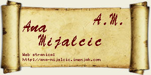 Ana Mijalčić vizit kartica